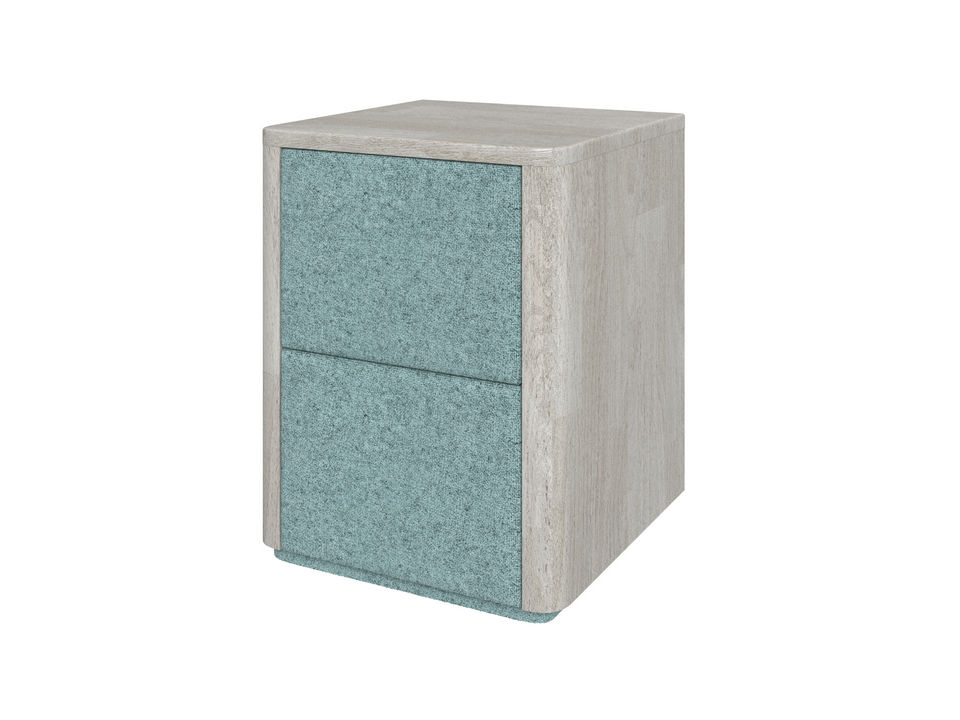 Тумба Verda Bliss M (Ткань/Массив Масло-воск Беленый (дуб)/Rialto Аквамарин) 50x40